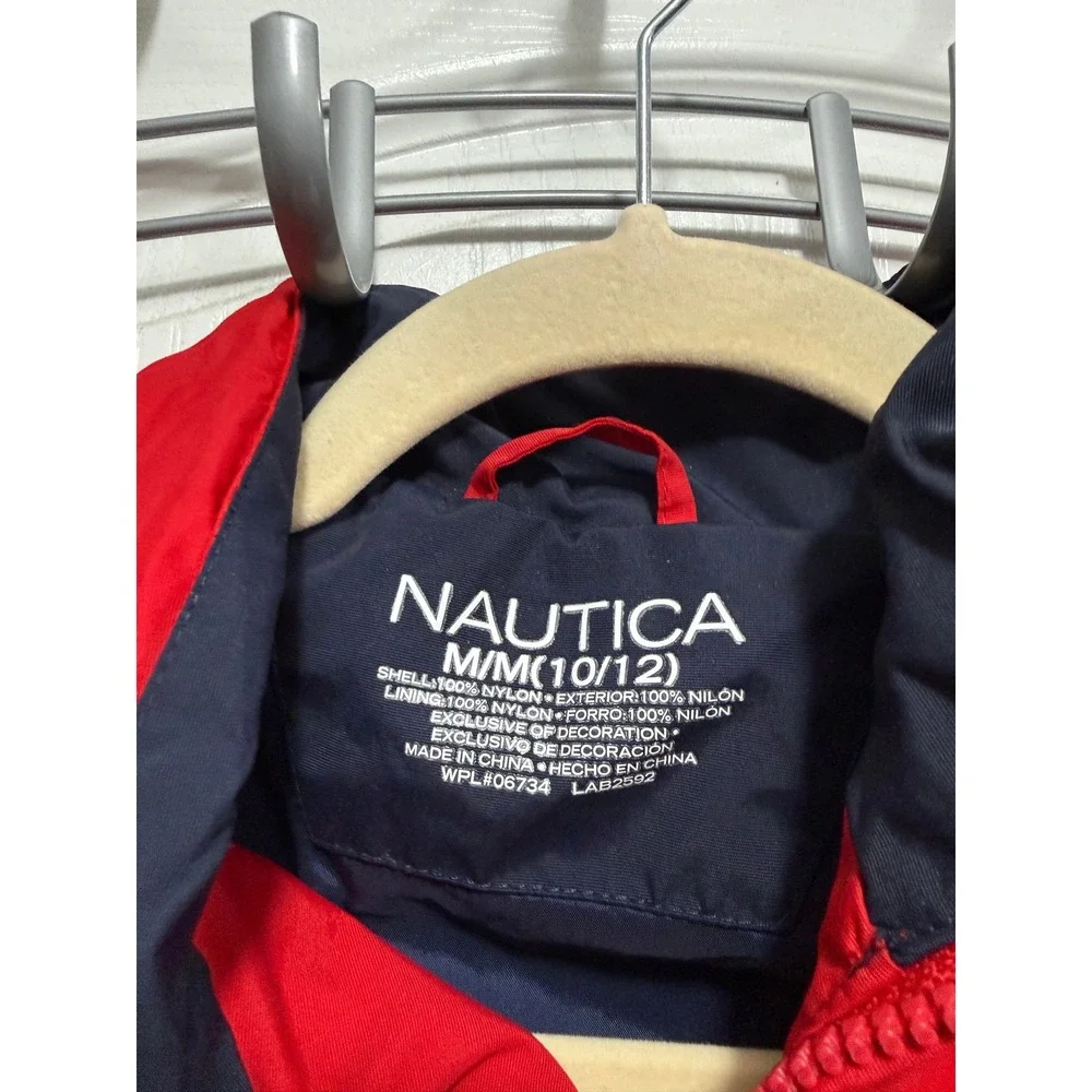 Kids Nautica Red‎ Navy Blue Windbreaker Jacket Size M 10 12 Zip Up Logo